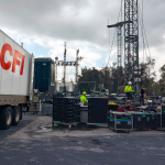 Fifty-one CFI trucks were needed to make the trip with the Eras Tour equipment to Mexico City, Mexico. CREDIT CFI