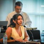 Brenda Ramirez, political science and economics major and vice president of the undergraduate student government at University of Iowa, addresses the Board of Regents on June 13. CREDIT ANNIE SMITH BARKALOW