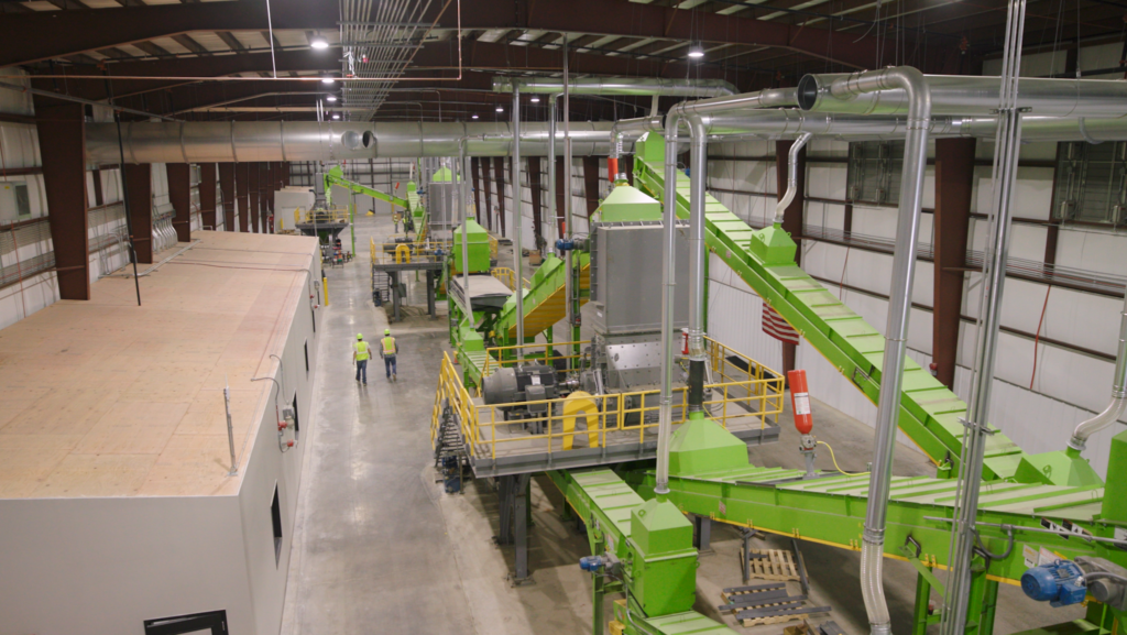 The interior of REGEN Fiber's wind turbine blade recycling plant. CREDIT REGEN FIBER