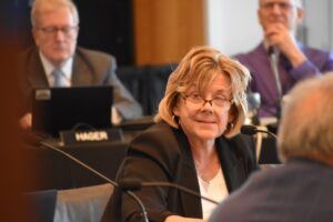 University of Iowa president Barbara Wilson at the Iowa Board of Regents meeting, June 13.