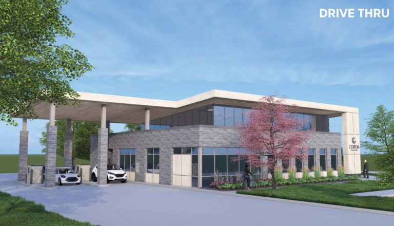 A rendering of the new Corda Credit Union in North Liberty.