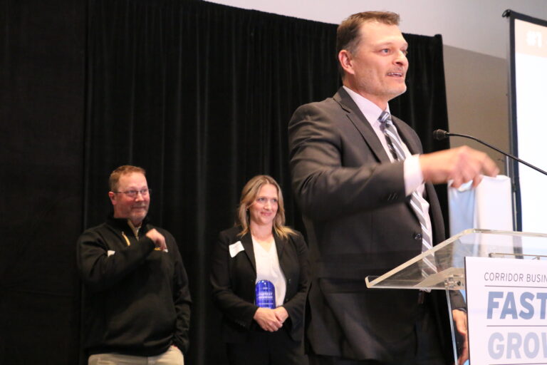 Scott Cornish co-owner and COO of Paul Davis Restoration accepts the title of Fastest Growing Company at June 11 event. CREDIT RICHARD PRATT
