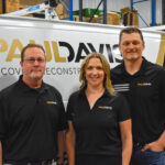 Co-owners of Paul Davis Restoration: CEO Matt Banning, director of marketing and HR Emily Cornish, and president and COO Scott Cornish. CREDIT ANNIE SMITH BARKALOW