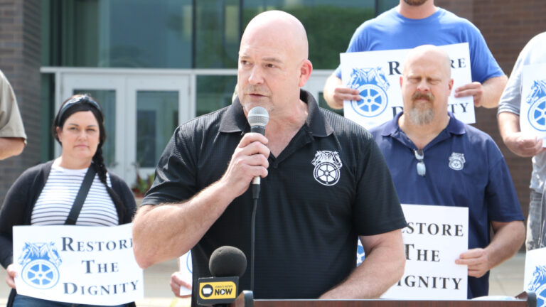 Jesse Case Iowa Teamsters labor rally