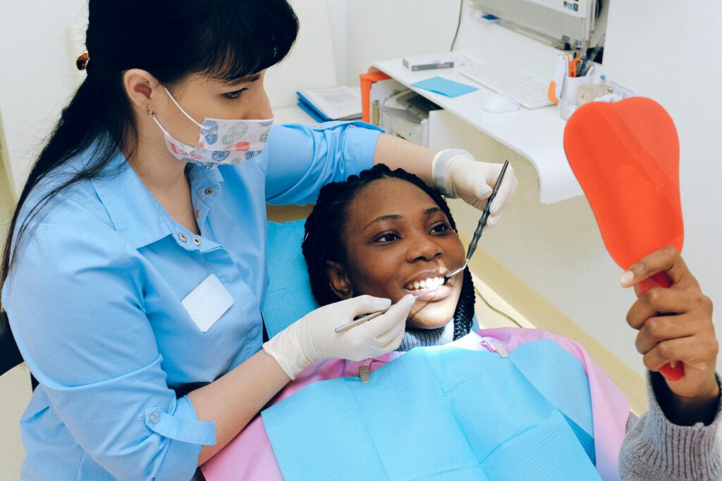 Dentist Photo by Anna Shvets: https://www.pexels.com/photo/woman-having-dental-check-up-3845653/