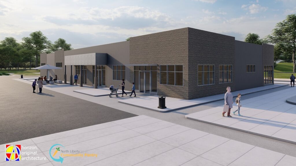 A rendering of the proposed North Liberty Community Pantry, located at 350 W. Penn St. The nonprofit will break ground Oct. 1.