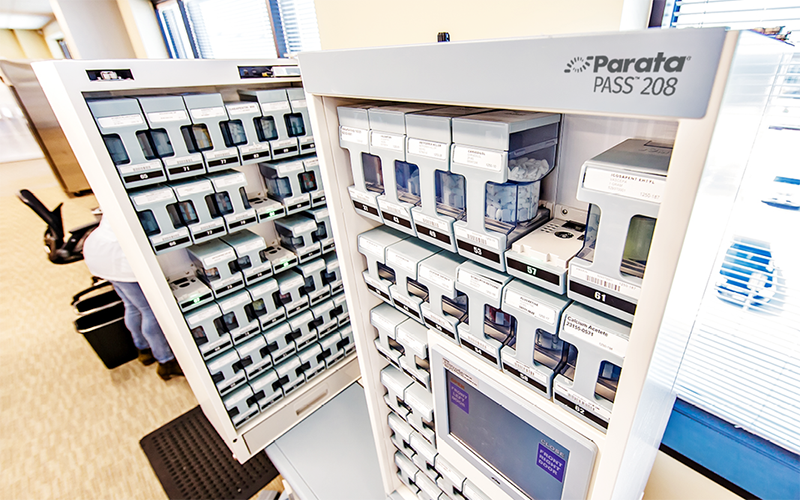 The Parata Pass 208 is one of two automated prescription packaging machines in the Eastern Iowa Health Center's new pharmacy. CREDIT PARATA