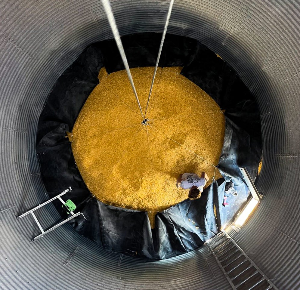 Caleb Renner's AgriNet prototype as seen from the top of a grain bin. CREDIT CALEB RENNER