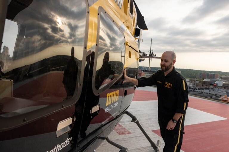 The new AirCare helicopter, a Bell 429, on the helipad at the university campus of UI Health Care on Friday, July 26, 2024.