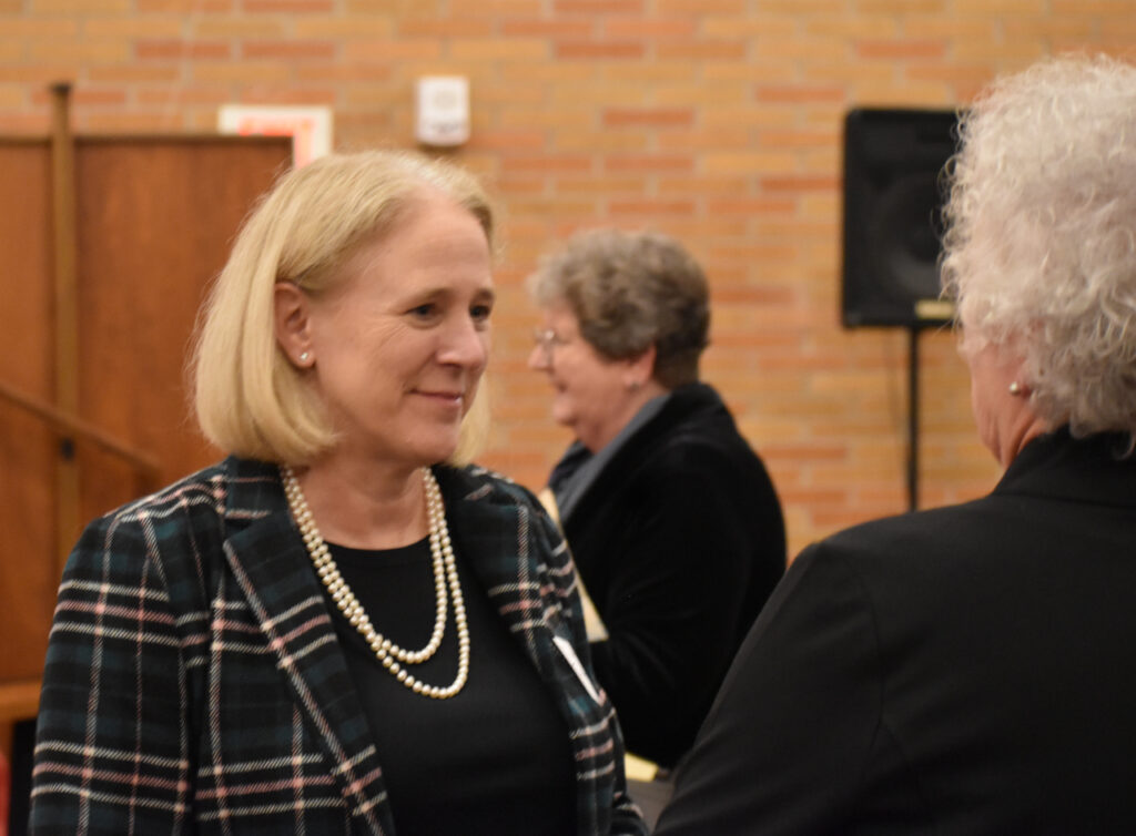 University of Iowa Vice President for Medical Affairs Denise Jamieson at a celebration Jan. 24 at Zion Lutheran Church. The event honored the legacy of Mercy Iowa City, which the University purchased after the hospital declared bankruptcy.