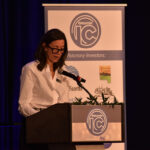 Nancy Bird, president and CEO of Greater Iowa City, Inc., addresses the audience at the organization's annual meeting Nov. 21.