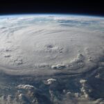 View of cloud formations on earth taken from space