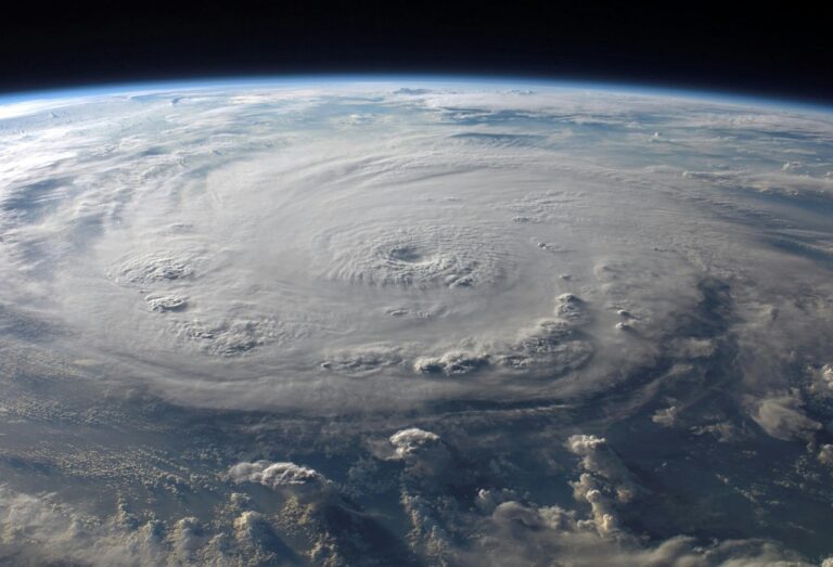 View of cloud formations on earth taken from space