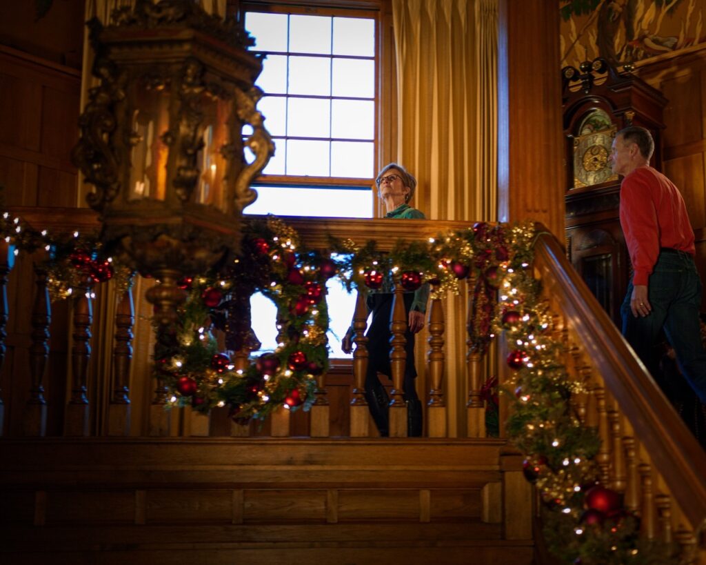 Visitors tour the Brucemore Mansion at 2160 Linden Dr. SE Cedar Rapids. The National Trust Historic Site was named one of the top ten “Best Holiday Historic Home Tours” in the country by USA Today’s 10Best Readers’ Choice Awards.