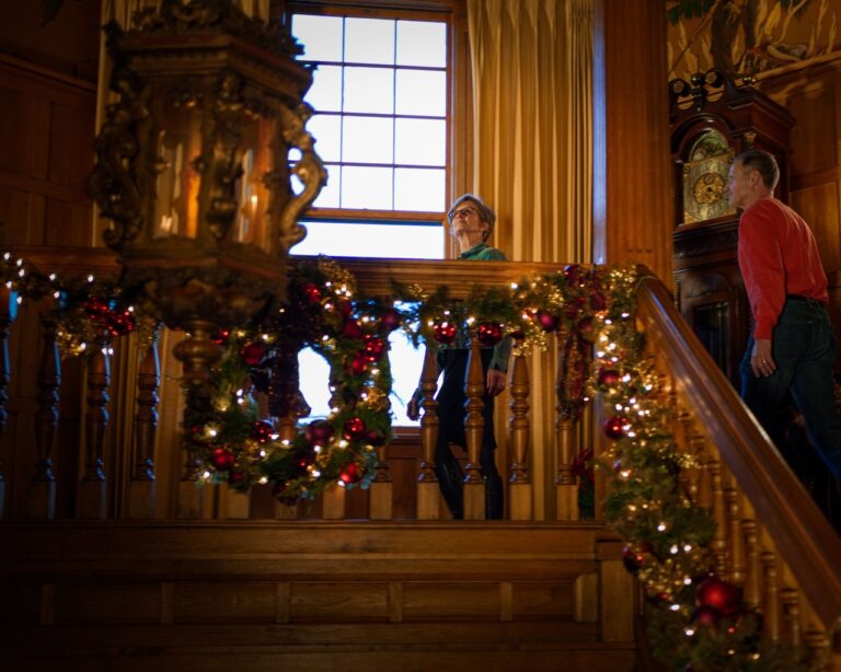 Visitors tour the Brucemore Mansion at 2160 Linden Dr. SE Cedar Rapids. The National Trust Historic Site was named one of the top ten “Best Holiday Historic Home Tours” in the country by USA Today’s 10Best Readers’ Choice Awards.