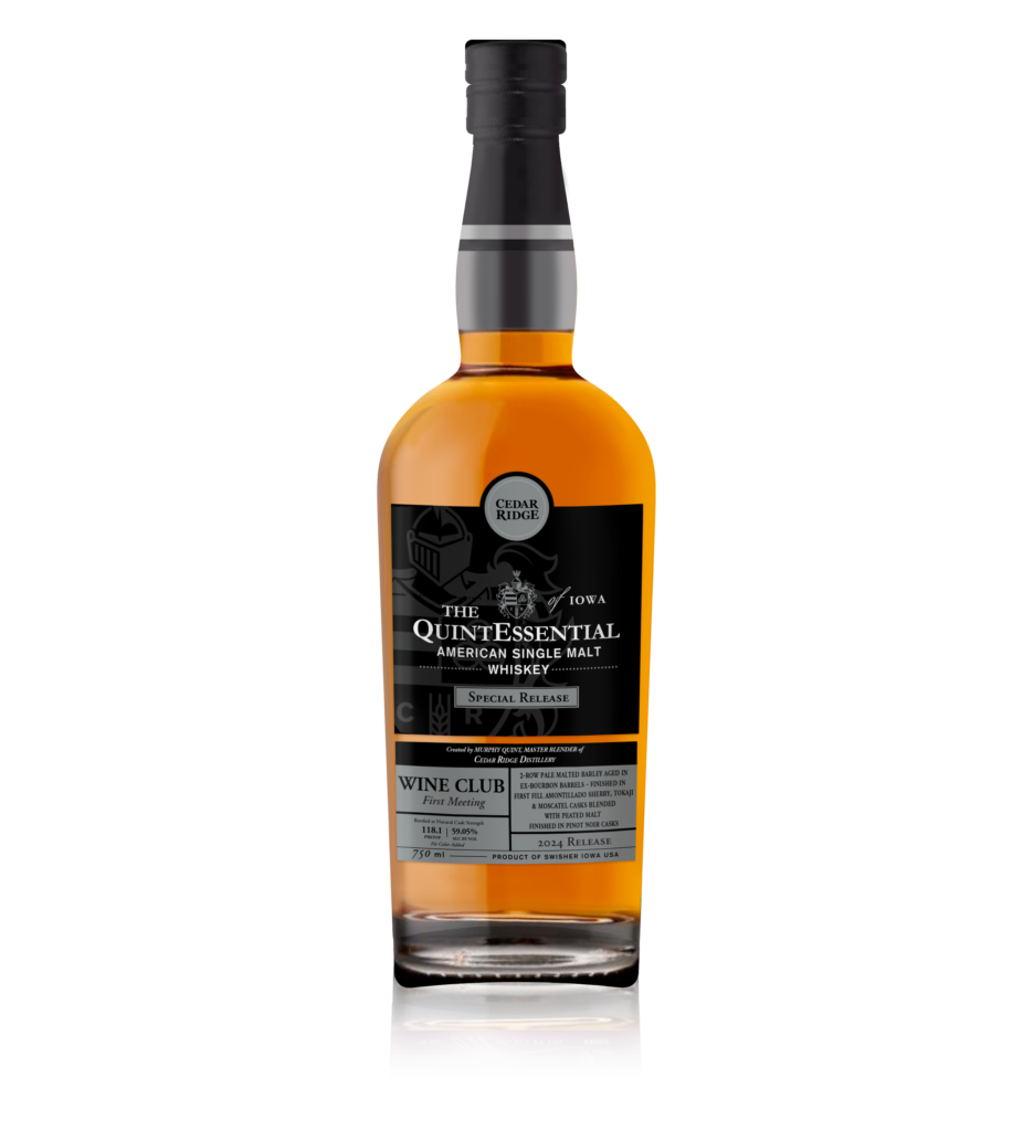 Cedar Ridge Distillery's latest in a series of limited-edition American Single Malts: The QuintEssential Wine Club, First Meeting.