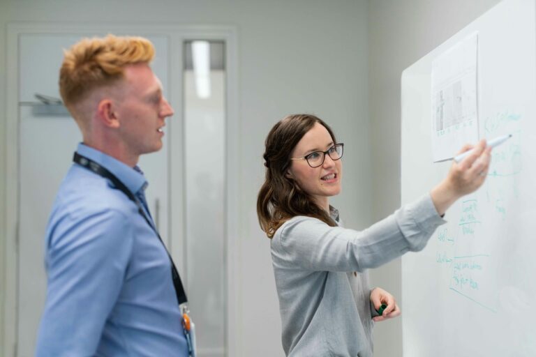 Teaching from a whiteboard