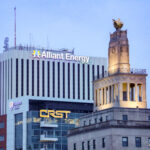 The Alliant Energy Tower, the CRST headquarters building and the Veterans Memorial Building