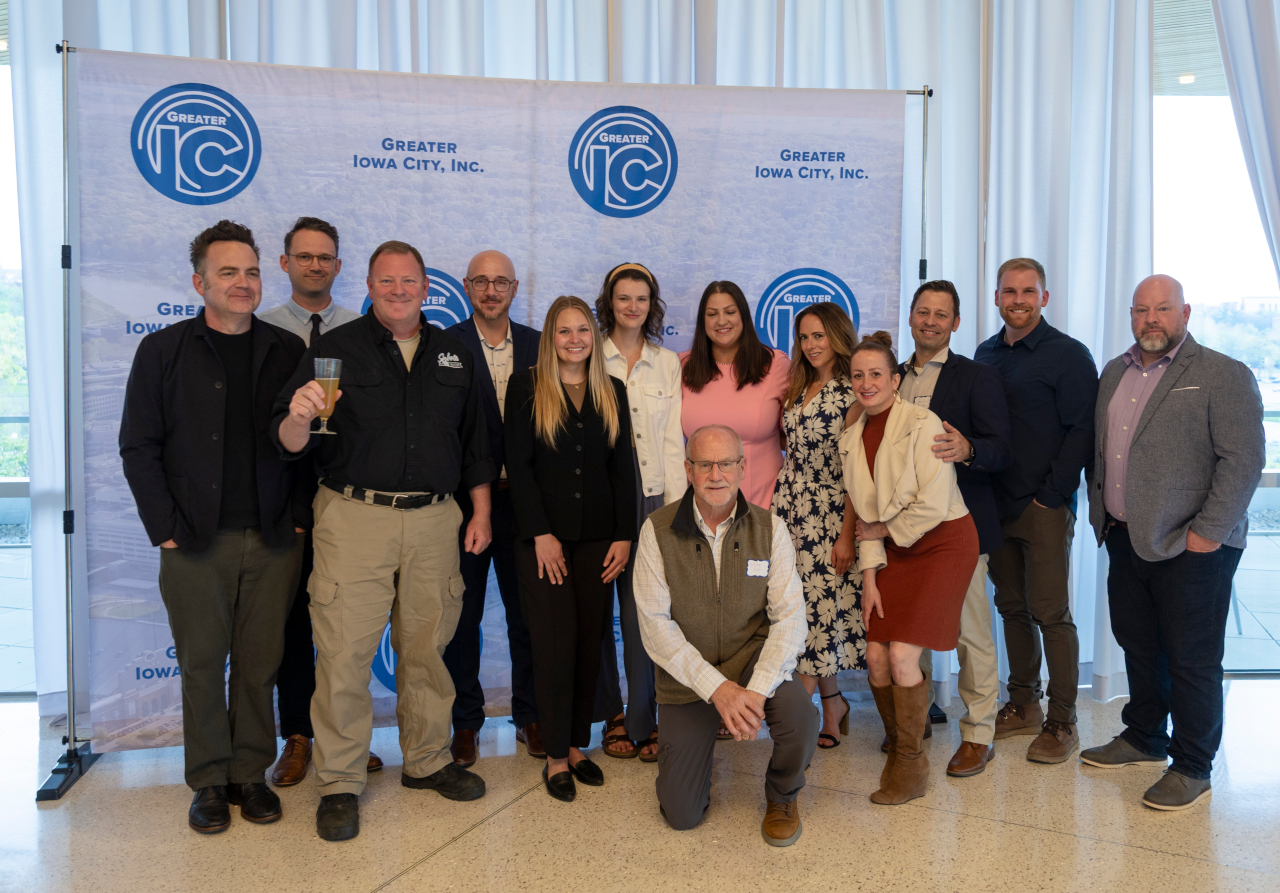 A Toast to Business on 5/1/25 A Toast to Business award winners pose May 1 at the Hancher Auditorium in Iowa City. Greater Iowa City, Inc.'s inaugural event recognized outstanding contributions to economic growth, workforce development, and community leadership across Johnson County.