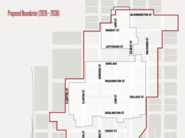 The new ICDD SSMID boundaries would extend north and south, encompassing UI Health Care's Downtown Campus on Market Street.