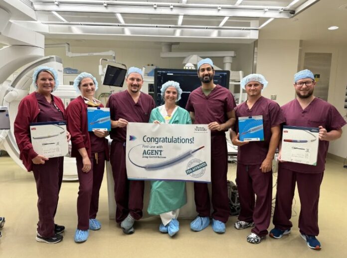 UI Health Care interventional cardiology team after performing the first drug-coated balloon therapy procedure in Iowa.