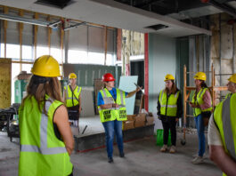A small group of community leaders toured the Centennial Park project on Wednesday, June 4, getting an early look at North Liberty’s upcoming event venue. CREDIT ALEXANDRA OLSEN