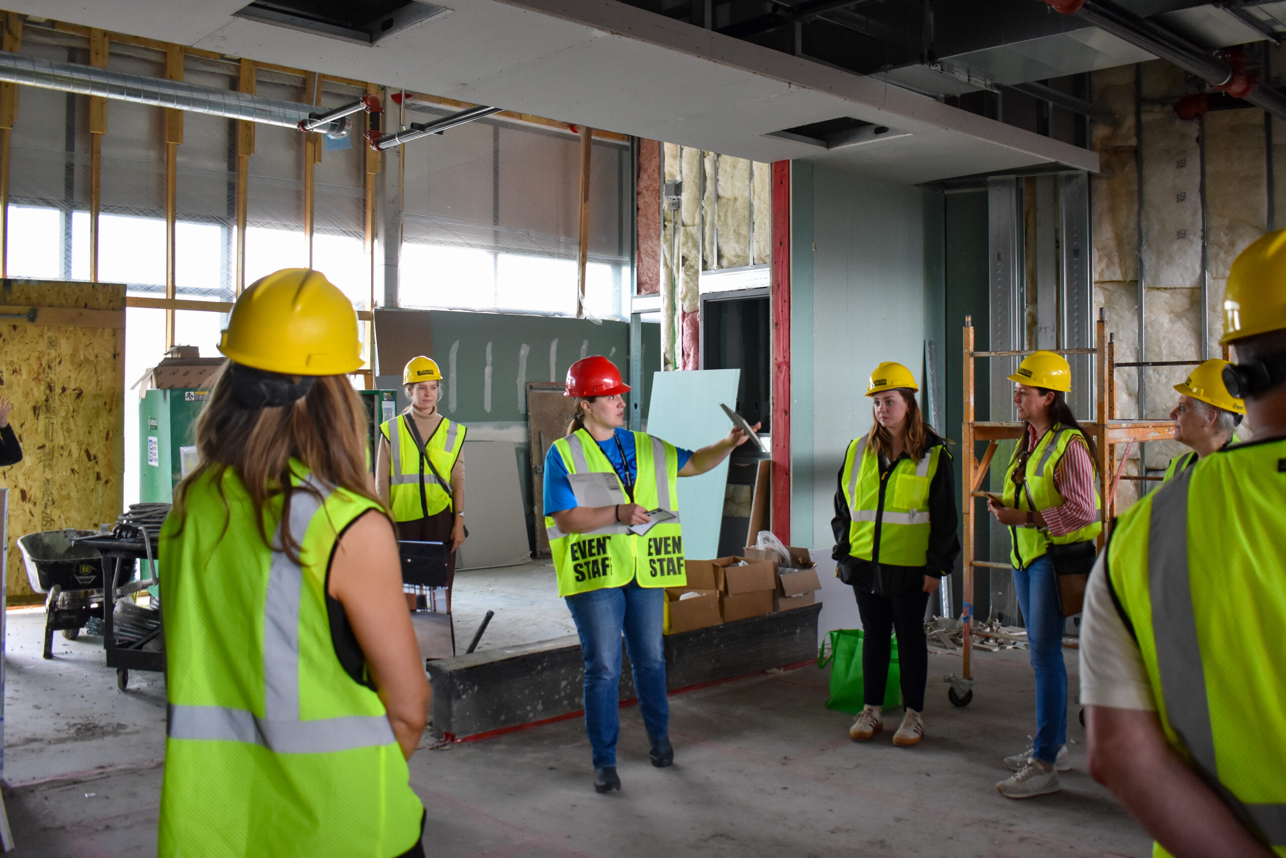 A small group of community leaders toured the Centennial Park project on Wednesday, June 4, getting an early look at North Liberty’s upcoming event venue. CREDIT ALEXANDRA OLSEN