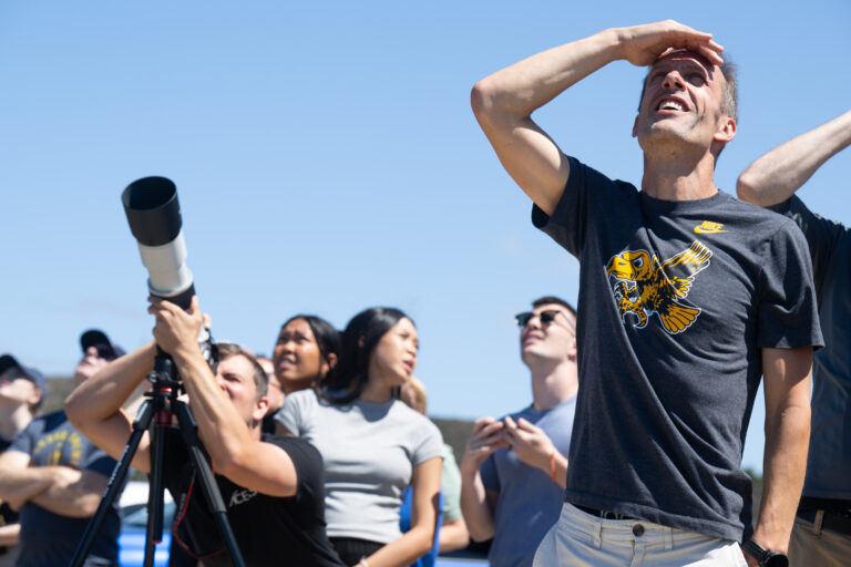 People watch the TRACERS launch from the Harris Grade Road in Lompoc, California and then celebrate the launch and follow developments on the livestream.