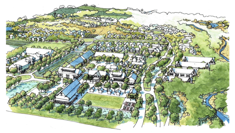 A rendering of the Dows Farm agri-community project along Mount Vernon Road SE. CREDIT LINN COUNTY