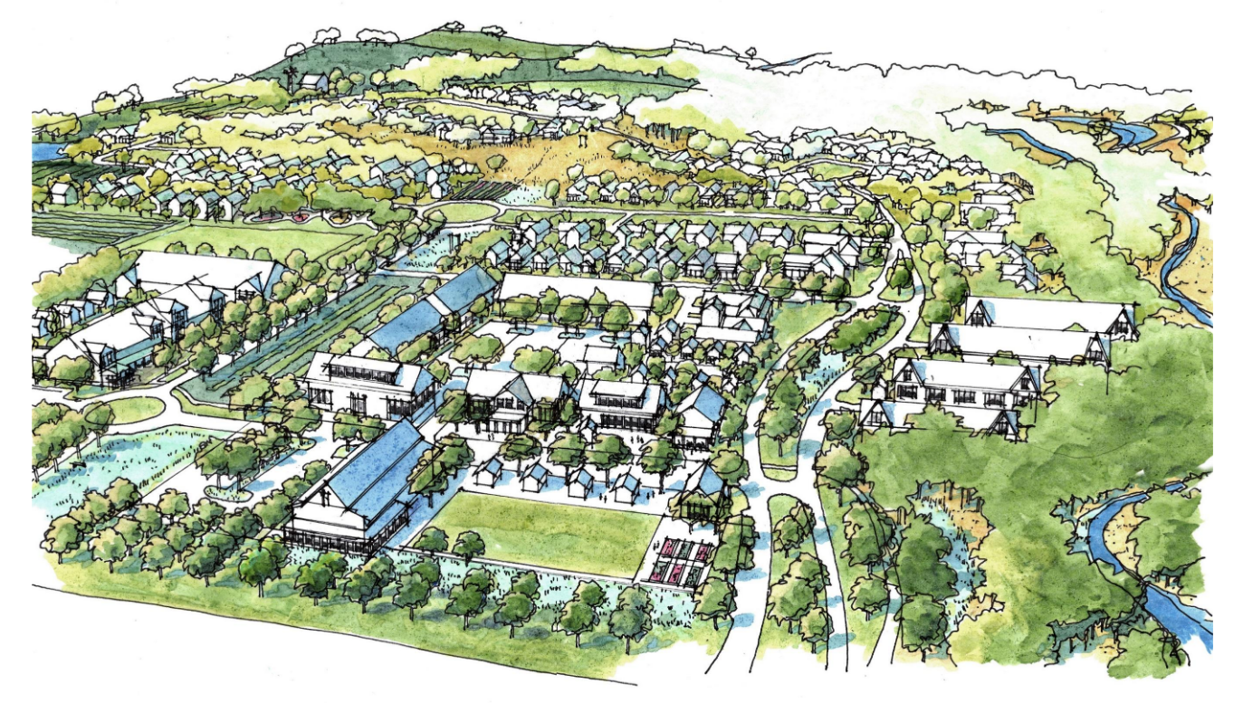 Dows Farm 2025 plan A rendering of the Dows Farm agri-community project along Mount Vernon Road SE. CREDIT LINN COUNTY