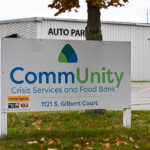 CommUnity Crisis Services sign outside 1121 S. Gilbert Court in Iowa City. CREDIT ANNIE SMITH BARKALOW