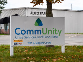 CommUnity Crisis Services sign outside 1121 S. Gilbert Court in Iowa City. CREDIT ANNIE SMITH BARKALOW