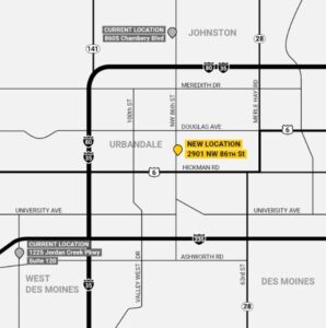 The new facility is located at 2901 NW 86th St. in Urbandale.