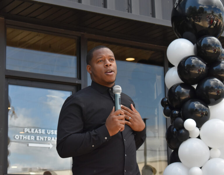 Dream City's Executive Director and Founder Fred Newell speaks during the facility's grand opening Sunday, Aug. 24, 2025.