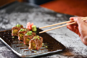 This torched beef roll is one of the Wagyu beef menu items at the Sushiya restaurant in North Liberty. CREDIT SUSHIYA