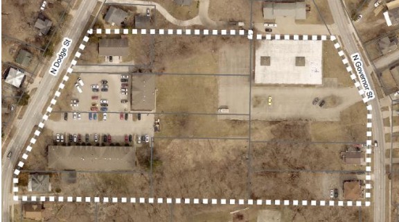 A map of Scarlett Point Subdivision, located between North Dodge and Governor Streets in Iowa City. The plat is the future location for Goosetown Apartments.