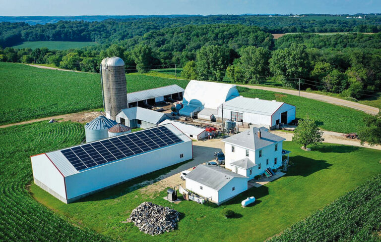 This 86.1-kilowatt solar array, located on the Wernimont farm near Peosta, was installed by Eagle Point Solar in 2022. CREDIT EAGLE POINT SOLAR