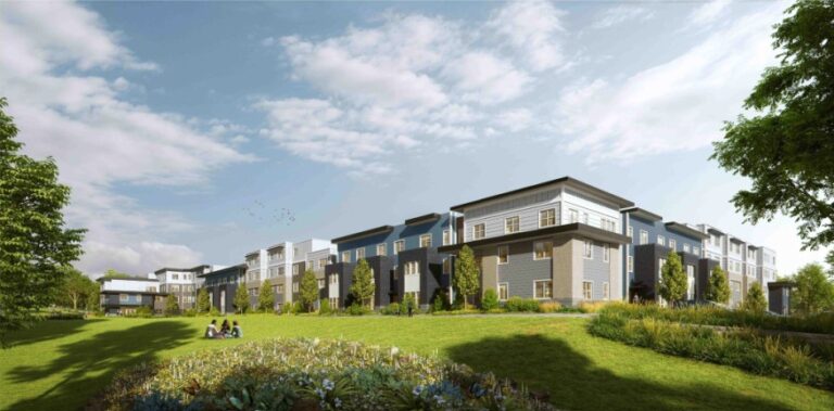 Rendering of the 187-unit affordable housing complex proposed for 611 Greenwood Dr. in Iowa City, the site of the former Roosevelt Elementary School.