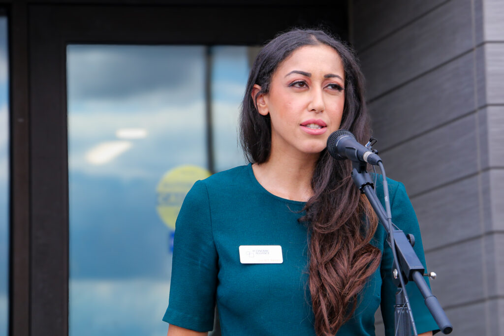Juliet Abdel speaks at the grand opening ceremony for EIHC's new pharmacy Thursday, Aug. 21, 2025. CREDIT RICHARD PRATT
