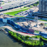 Wendler crews work on the floodwall protecting downtown Cedar Rapids.