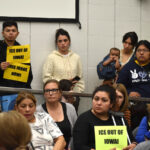 Members of Escucha Mi Voz, a grassroots immigrant advocacy organization with a focus on workplace justice and immigration reform, gathered at Iowa City City Hall for the Johnson County joint entities meeting Oct. 20.