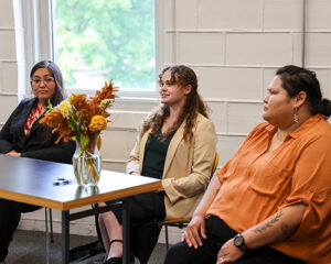 Muscogee (Creek) Nation representatives (from left) RaeLynn Butler, Abigail Dairaghi, and Savannah Waters.
