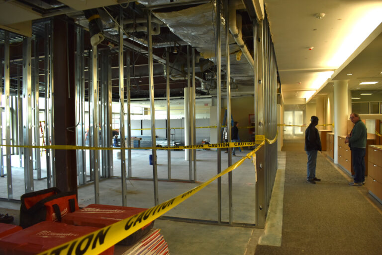 A building at 200 ACT Drive in Iowa City is undergoing renovations for senior housing. The renovations are part of a broader redevelopment effort for the former ACT campus.