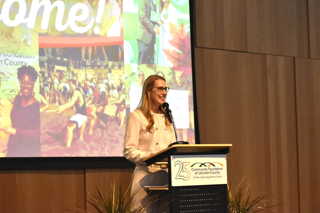 Shelly Maharry, president and CEO of the Community Foundation of Johnson County at the organization's 25th anniversary celebration Oct. 30.