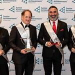 (From left) Junior Achievement of Eastern Iowa's 31st Cedar Valley Business Hall of Fame awardees Wayne Magee, Eric P. Petersen, Max C. Klein and Bill J. Bradford.