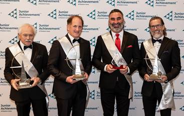 (From left) Junior Achievement of Eastern Iowa's 31st Cedar Valley Business Hall of Fame awardees Wayne Magee, Eric P. Petersen, Max C. Klein and Bill J. Bradford.