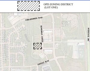 A rendering shows the proposed event center located adjacent to Boardwalk Avenue on undeveloped land within the Park Place development.
