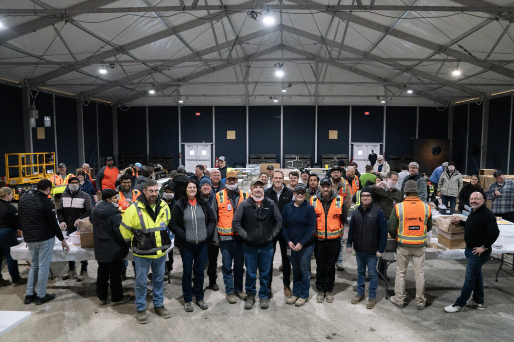 Construction workers building QTS's seven-building data center campus assembled 30,000 meals Wednesday, Jan. 28. CREDIT QTS