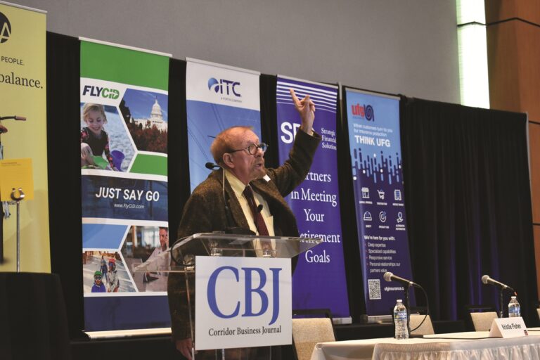 Ernie Goss presented to more than 500 attendees at the CBJ’s 2026 Economic Forecast Luncheon Jan. 15 at the DoubleTree by Hilton Hotel Cedar Rapids Convention Complex.