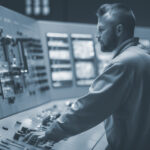 An operator is shown working in the control room of a nuclear power plant. STOCK IMAGE